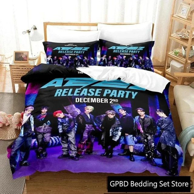 ATEEZ The World Ep.fin Bettwäsche-Set mit Bettbezug und Kissenbezug, Mehrfarbig, B/H: 180 x 210 cm - Bild 1