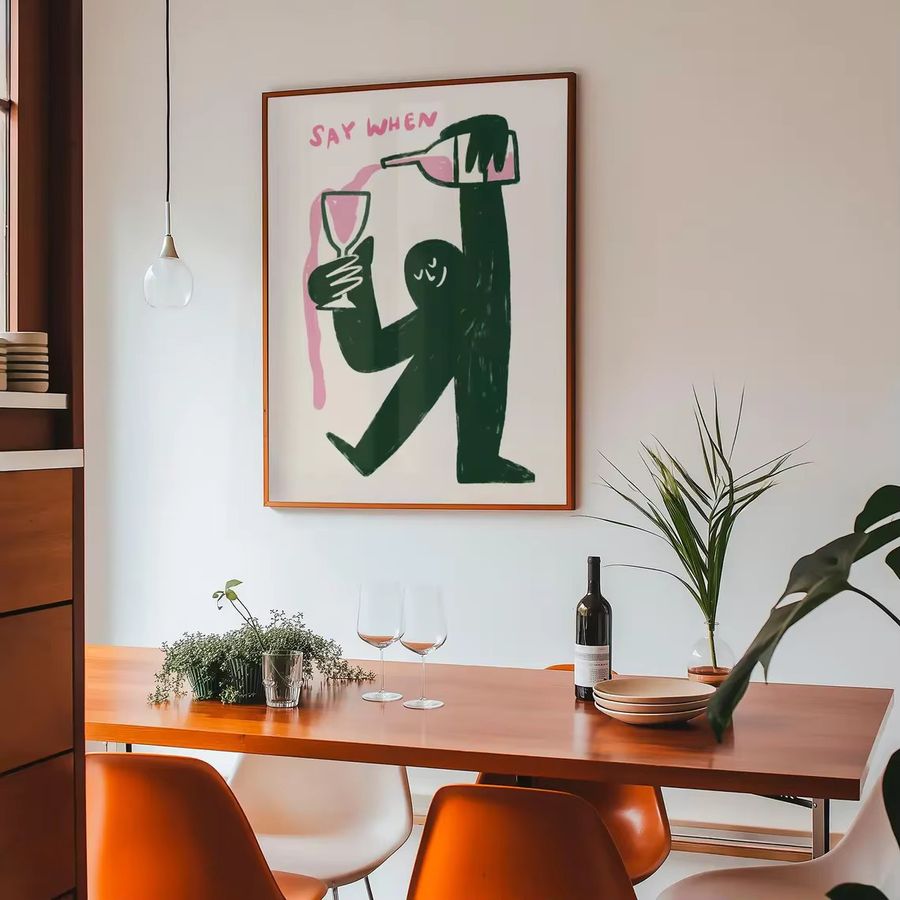 Abstrakte Wandkunst SHENCHEN Say When mit Typografie und Figur in Multicolor - Bild 3