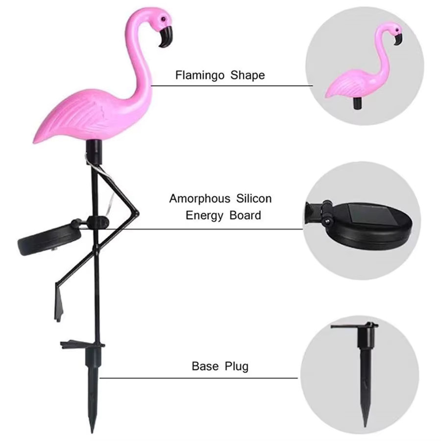 PAMNNY Flamingo Solar-LED-Außenleuchte in Pink zur Garten- und Wegbeleuchtung - Bild 4