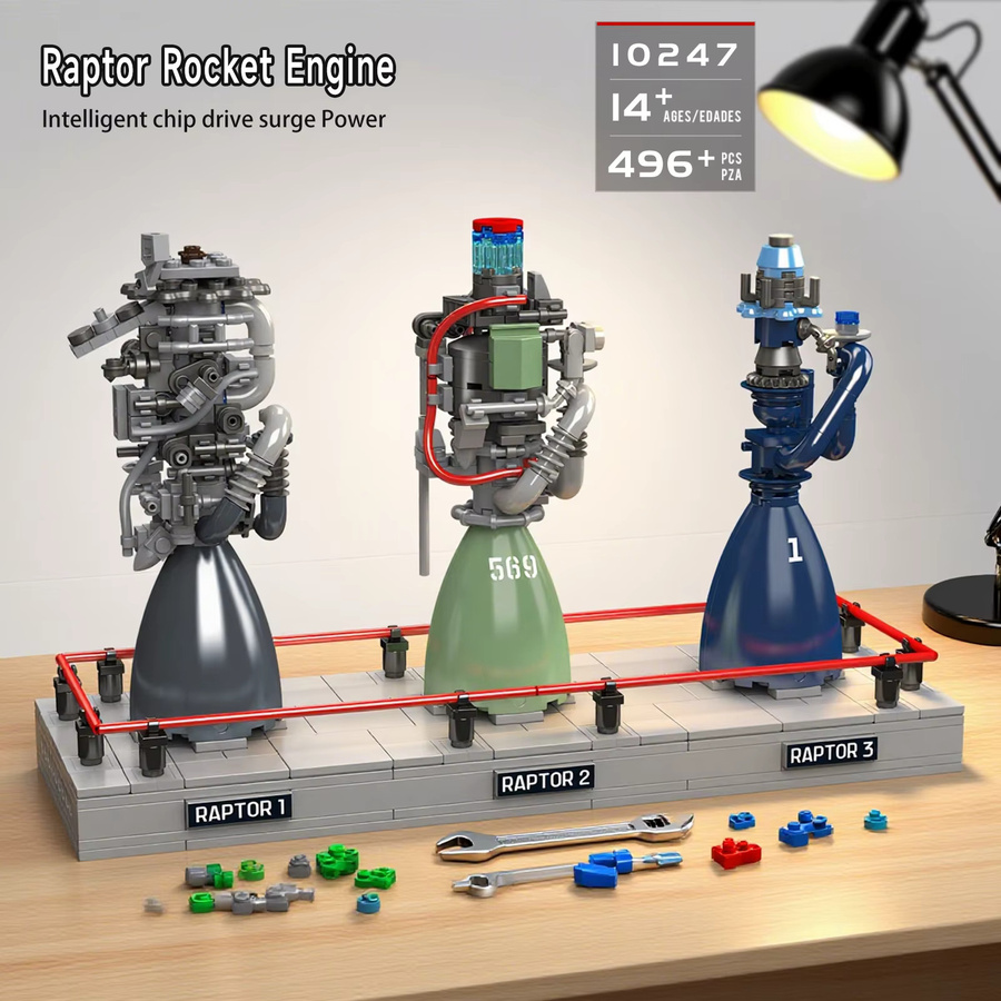 Mould King 10247 Raptor Raketenmotor Bausteine STEM-Wissenschafts- und Bildungsmodell in Mehrfarbig - Bild 2