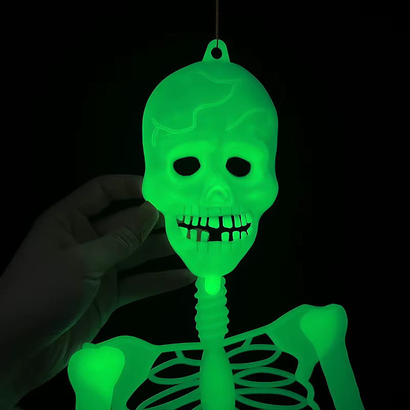 ZQNYCY Halloween-Skelett-Dekoration im Dunkeln leuchtend, gruselige Knochen-Hängeornamente in Grün für Party und Spukhaus-Deko - Bild 2