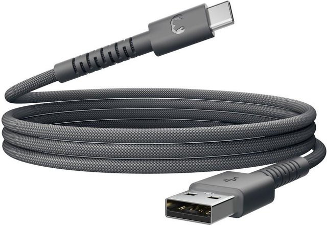 Fresh N Rebel FlexWave USB-A zu USB-C Kabel, silikonummantelt und geflochten, Storm Grey, Länge: 70 cm - Bild 1