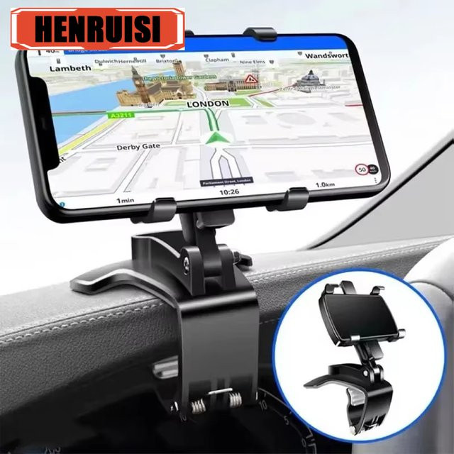 Universal Auto Handyhalterung für das Dashboard in Schwarz mit Clip-Befestigung für iPhone, Samsung und Xiaomi zur GPS-Nutzung - Bild 1