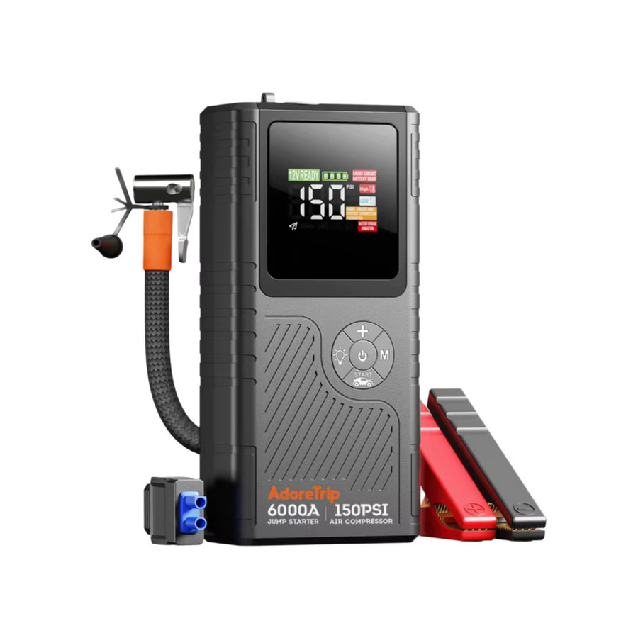 AdoreTrip Auto Starthilfe Powerbank 16000mAh mit Luftkompressor, 6000A Batterie Booster für PKW und SUV, Schwarz - Bild 7