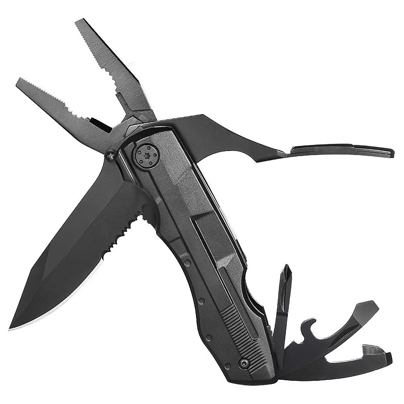 QHSPE Multifunktionale Kombinationszange in Schwarz mit integriertem Schweizer Taschenmesser als tragbares Mehrzweck-Werkzeugset - Bild 4