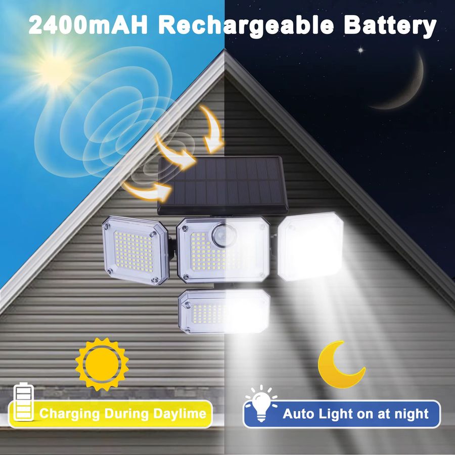 Leclstar Solar-Außenwandleuchte mit 333 integrierten LEDs, Bewegungsmelder und 3 Modi, wasserdichte Solar-Sicherheitsleuchte für Hof und Garage - Bild 2