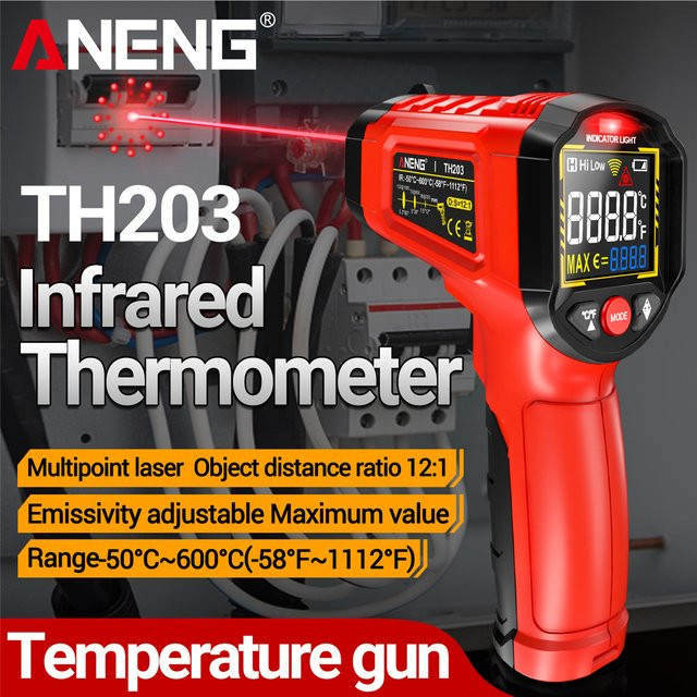 ANENG Digitales Infrarot-Thermometer berührungslos mit Pyrometer-Funktion und Hygrometer für industrielle Messungen von -50 bis 600 ℃ - Bild 1