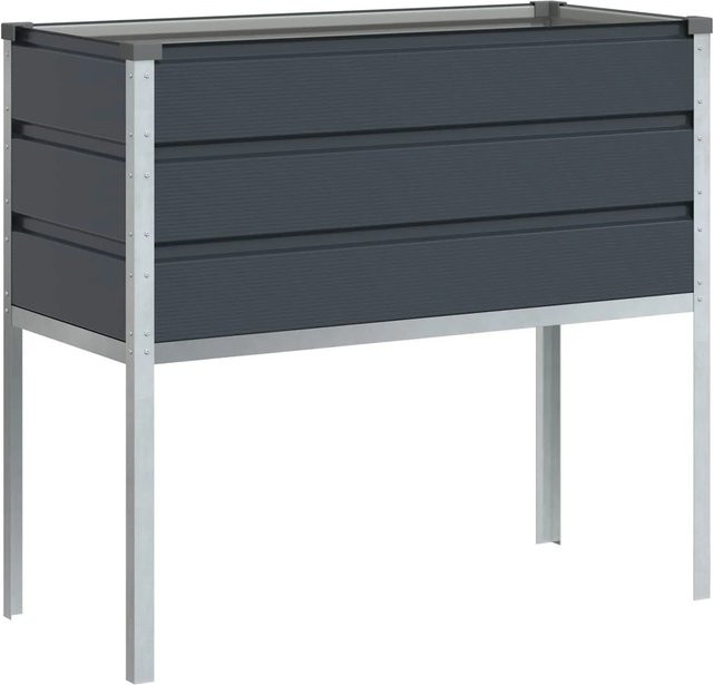 vidaXL Hochfuß-Planter Pflanzkübel aus verzinktem Stahl in Anthrazit, B/T/H: 100 x 45 x 90 cm - Bild 1