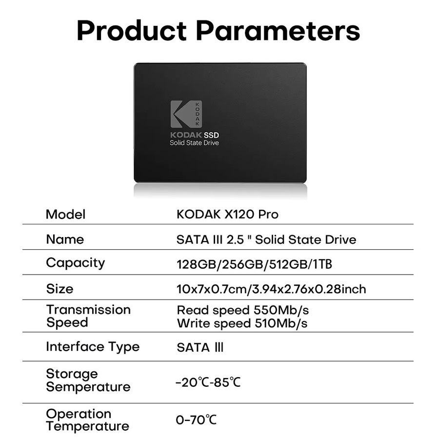Kodak x120Pro SSD SATA3.0 2,5 Zoll Solid-State-Laufwerk in Schwarz mit 550 MB/s Lesegeschwindigkeit für Desktop-PCs und Laptops - Bild 5