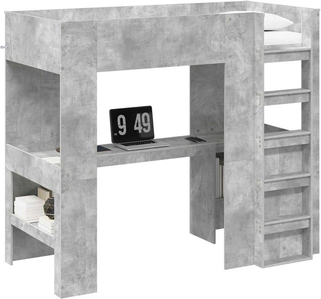 vidaXL Etagenbettgestell Loft mit Schreibtisch aus Holzwerkstoff in Betongrau, B/T/H: 80 x 200 x 175 cm - Bild 1