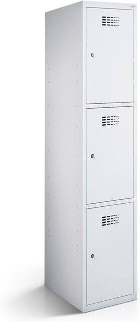 rotstahl Fächerschrank mit 3 Fächern und Schließsystem in Hellgrau, B/T/H: 30 x 50 x 180 cm - Bild 1