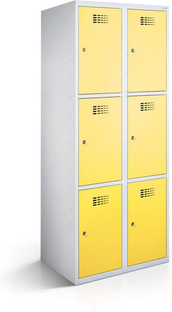 rotstahl Fächerschrank mit 6 Fächern in Gelb und lichtgrauem Korpus, B/T/H: 60 x 50 x 180 cm - Bild 1