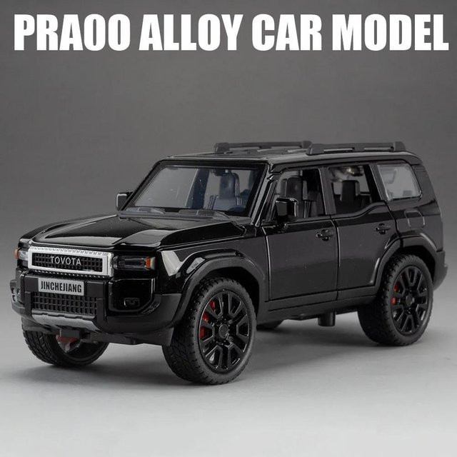 Prado Spielzeugauto Modell, Geländewagen SUV, 1:32, Schwarz, Licht und Ton, Rückzieher - Bild 1
