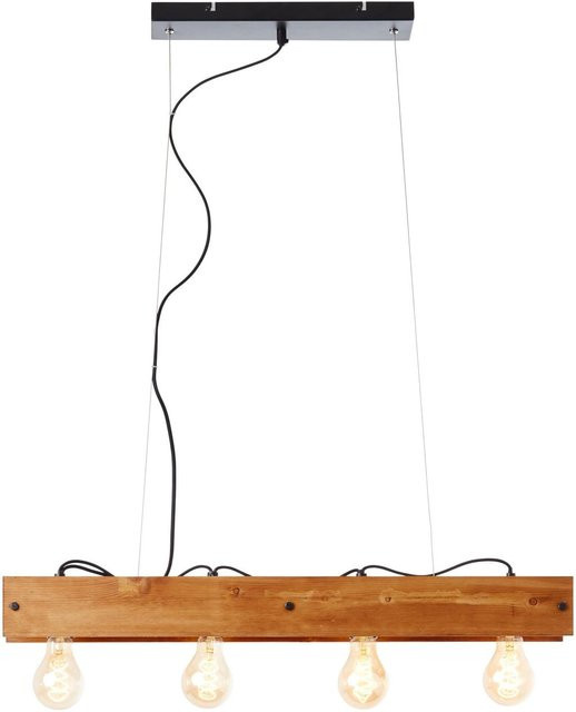 Brilliant Calandra Pendelleuchte 4-flammig Schwarz-Holz, Breite: 75 cm, E27, dimmbar - Bild 1