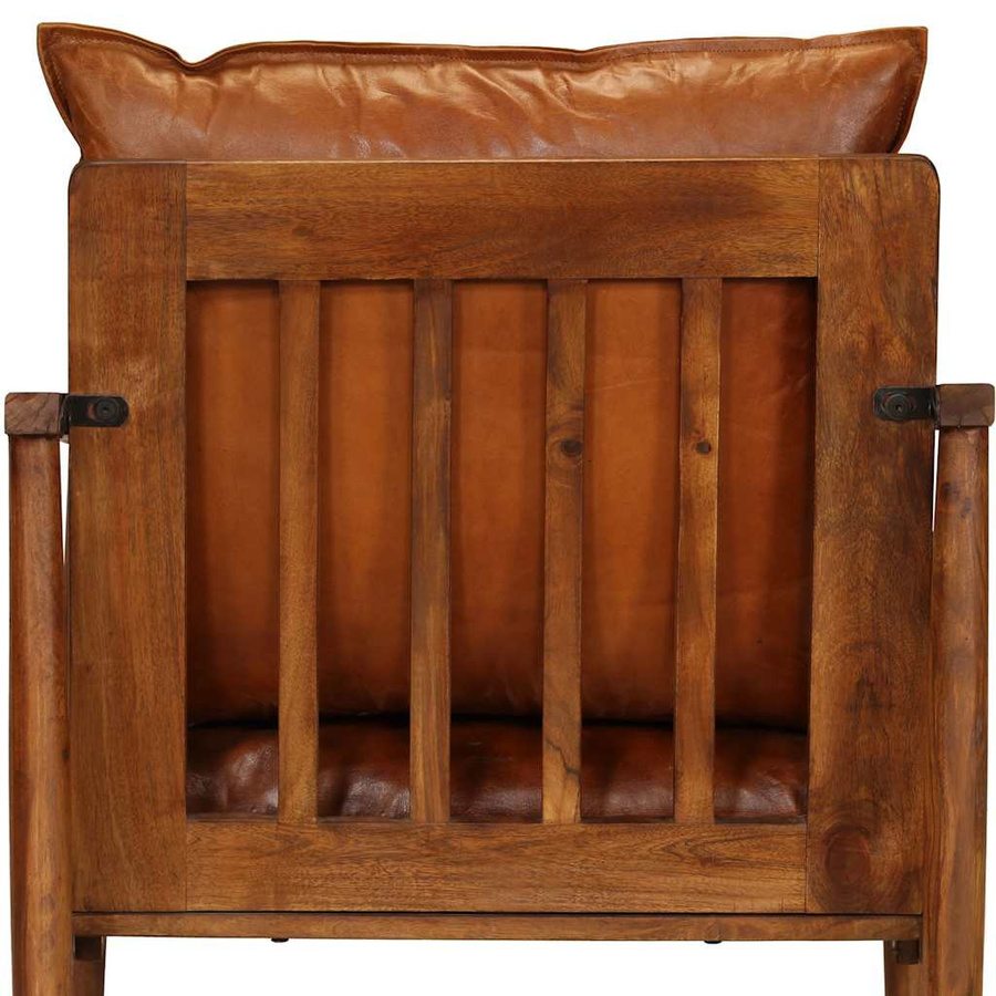 vidaXL Sessel Braun aus Ziegenleder und Akazienholz im Retro-Design - Bild 4