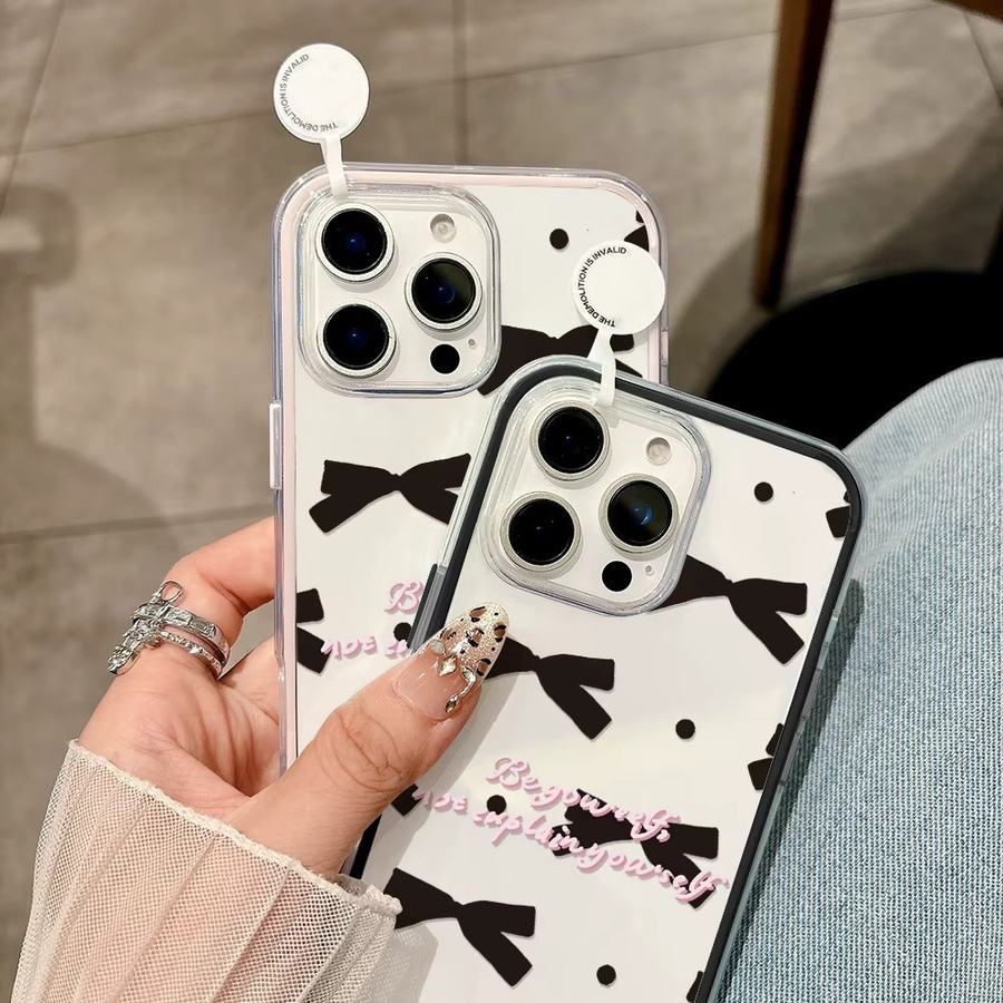 INS 2 in 1 Silikonhülle mit Schleife für iPhone 16 Pro Max, 15, 14, 13, 12, 11 und 17 Air, transparent und stoßfest - Bild 3