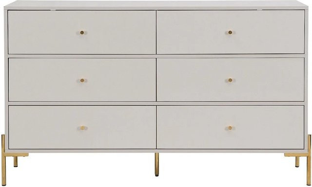 Vente-unique Kommode Milavia im Art Deco Stil, Farbe Beige und Gold, Breite: 140 cm - Bild 1