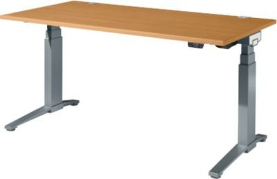 Schäfer Shop Genius ERGOSTYLE S Schreibtisch elektrisch höhenverstellbar, Rechteck, C-Fuß, Buche/Anthrazit, B: 160 cm, T: 80 cm, H: 63,5-130,5 cm - Bild 1