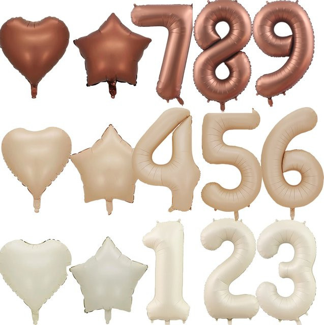 Tissy Vintage Zahlenballon Retro Beige Karamell für Happy Birthday Party Dekoration, 40 Zoll - Bild 1