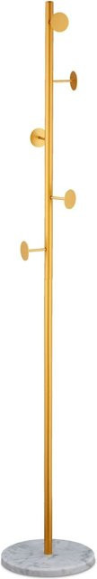 Relaxdays Garderobenständer Post Tree in Weiß und Gold mit Marmorfuß, Höhe: 172 cm, Breite: 29 cm - Bild 1