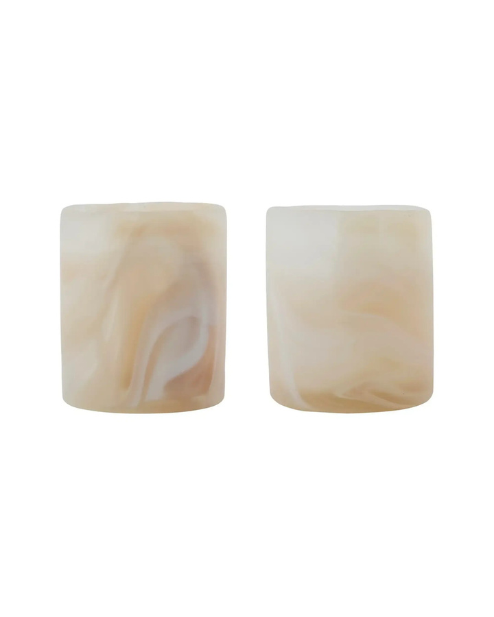 House Doctor Teelichthalter Kae in Beige mit Marmormuster aus Glas, 2 Stück, Höhe: 8 cm - Bild 1