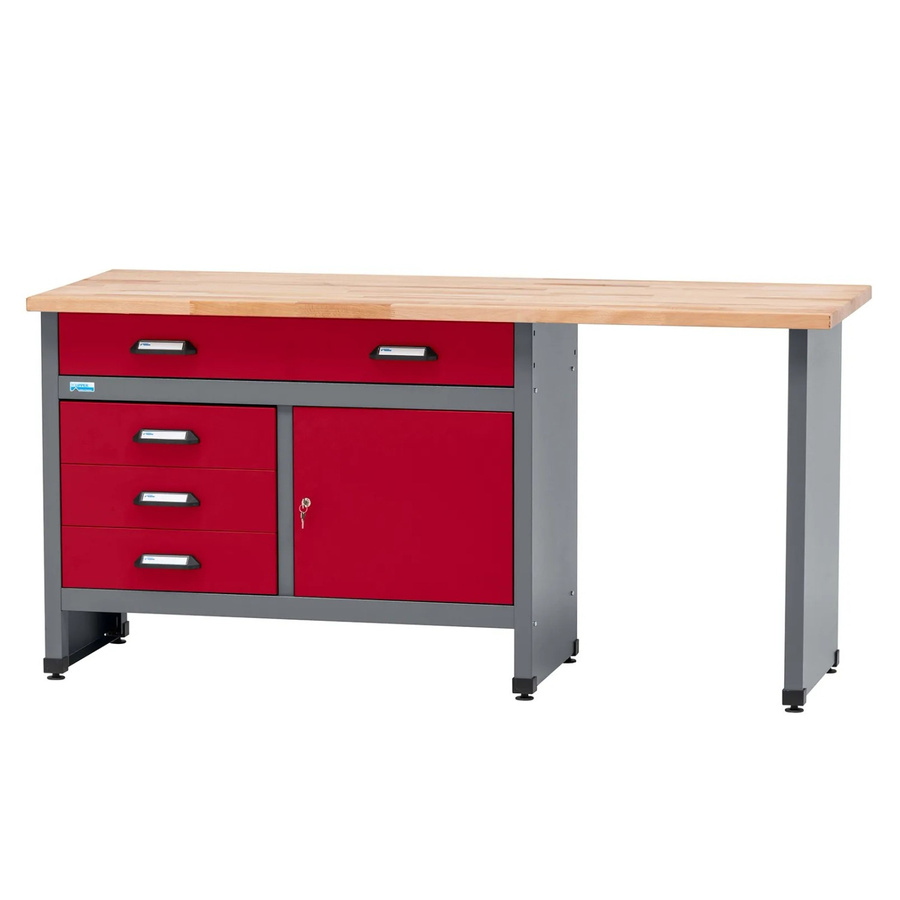 Küpper Werkbank mit 4 Schubladen und einer Tür in Rot und Grau, B/T/H: 170 x 60 x 84 cm - Bild 2