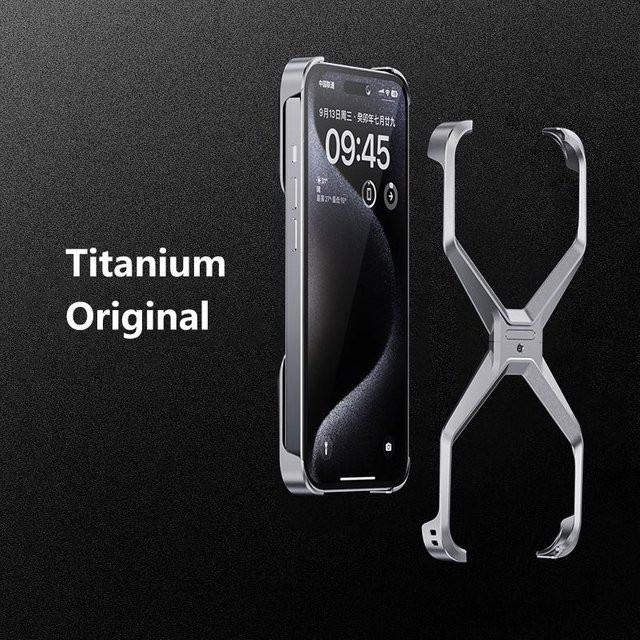 Randlose X Typ Schutzhülle aus Aluminium-Legierung für iPhone 12 bis iPhone 15 Pro Max Plus in Silber - Bild 1