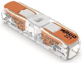 WAGO Durchgangsverbinder 221-2401 mit Hebel für alle Leiterarten, transparent und orange - Bild 1