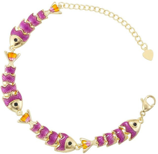 YULIN Armband, Bunter Glas-Karpfen, Messing, Unisex, 16,5 cm - Bild 1