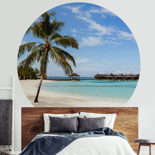 K&L Wall Art Runde Vliestapete Colombo Strand Malediven, mehrfarbig, matt - Bild 2