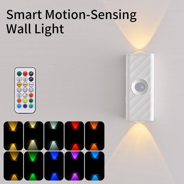 GGBEE RGB LED Bewegungssensor Nachtlicht, USB-aufladbare magnetische Wandleuchte in Weiß und Multicolour für Treppen, Schränke und Möbel - Bild 1