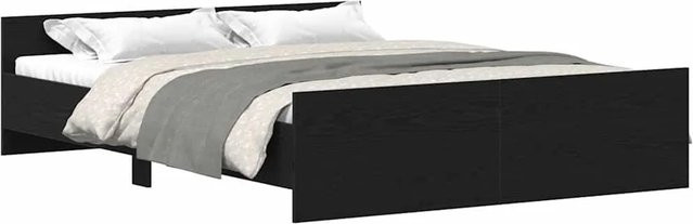 vidaXL Bettgestell in Schwarz mit Eichen-Optik aus Holzwerkstoff und Kiefernholz, B/T/H: 153 x 203 x 50 cm - Bild 1