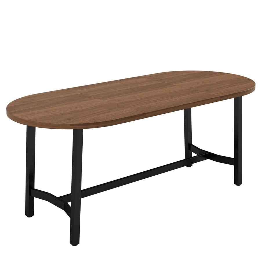 Merax Esstisch im Industrial Design mit Walnuss-Optik und Eisenbeinen, B/T/H: 180 x 80 x 75 cm - Bild 2