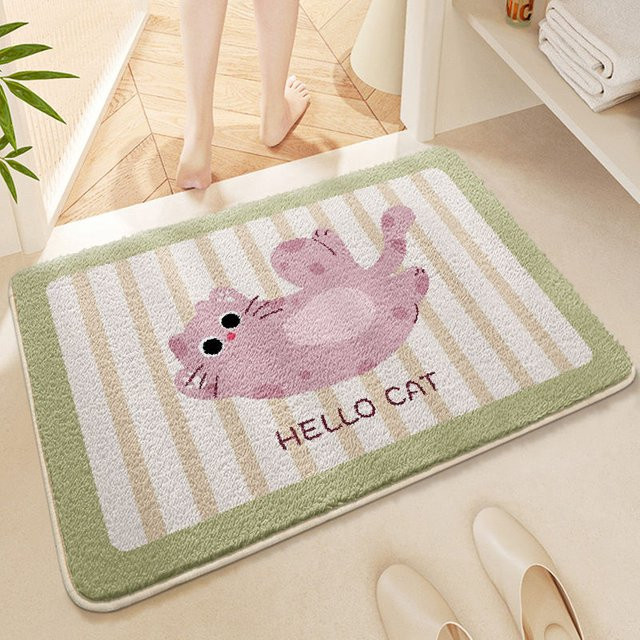VIKAMA Cartoon Badezimmer Toilettensitz Teppich, Anti-Rutsch Bodenmatte mit Tier-Motiv, Wasserabsorbierend, Mehrfarbig, B/T: 60 x 40 cm - Bild 1