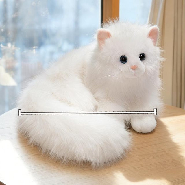 Yiran Health & Beauty Liegende Flauschige Katze, Plüschtier, Grau Weiß, ab 14 Jahren - Bild 1