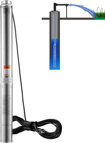VEVOR Tiefbrunnen-Tauchpumpe aus Edelstahl mit 1100 W, 7,1 m³/h Durchfluss und 105 m Förderhöhe, IP68 wasserdicht - Bild 1