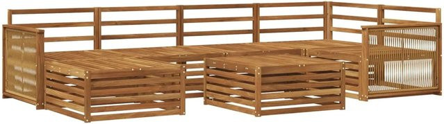 vidaXL Outdoor-Sofagarnitur aus Akazienholz in Braun, 7-teiliges Set im modernen Latten-Design - Bild 1