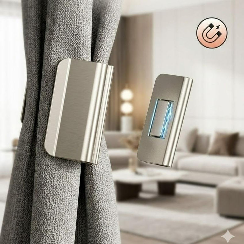 SZwatch Magnetischer Vorhang-Abdunkelungsverschluss in Grau für Haushalt und Schlafsaal, nagelfreier und nahtloser Auslaufschutz aus Metall und Kunststoff - Bild 2
