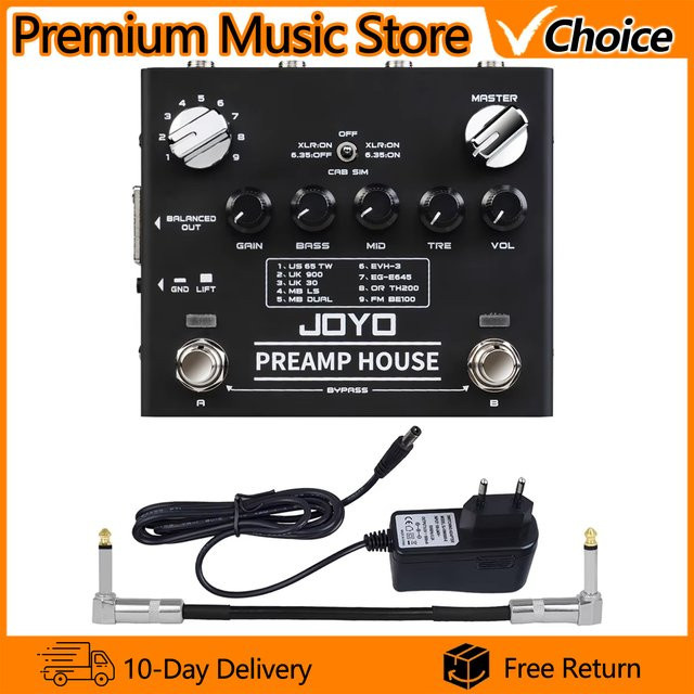 JOYO R-15 Preamp House E-Gitarren-Effektpedal in Schwarz mit zweikanaligem Cabinet-Simulator, 9 Verstärker-Vorverstärkern und 18 Klangen - Bild 1