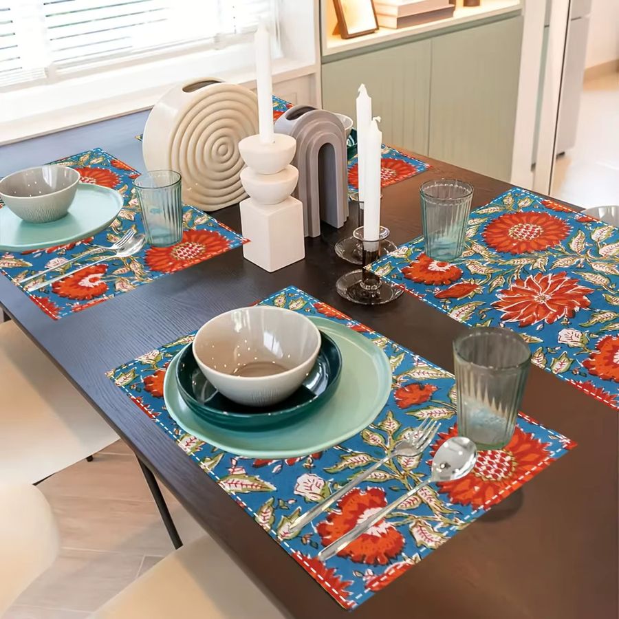 VIKAMA Retro Tischsets mit passenden Untersetzern für Küche und Restaurant - Bild 2