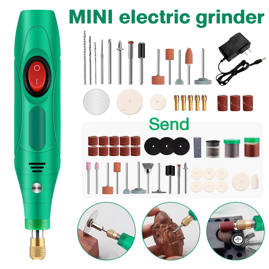 Aideepen Elektrischer Mini Bohrer und Gravierer in Grün als Schleifmaschine und Drehwerkzeug für Bastelarbeiten und Haushalt - Bild 3