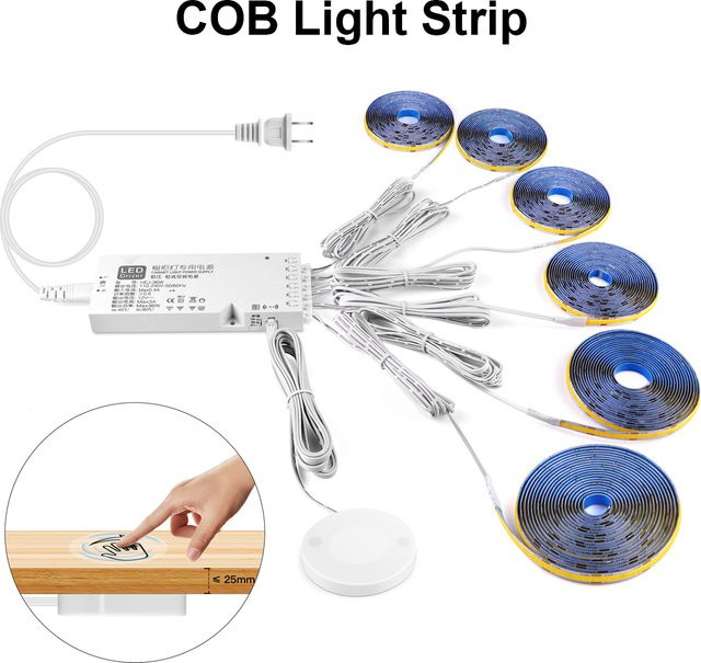 Rybakov COB LED Streifen mit Touch Sensor Dimmer, dimmbar, Weiß, 220V - Bild 1