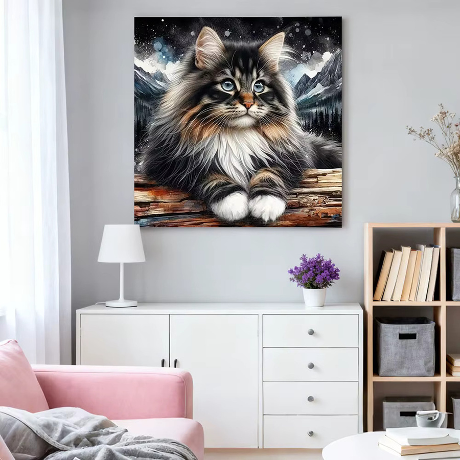HUACAN Diamantmosaik Katze DIY 5D Malerei Bild mit Strass in Mehrfarbig, Durchmesser: 20 cm - Bild 3