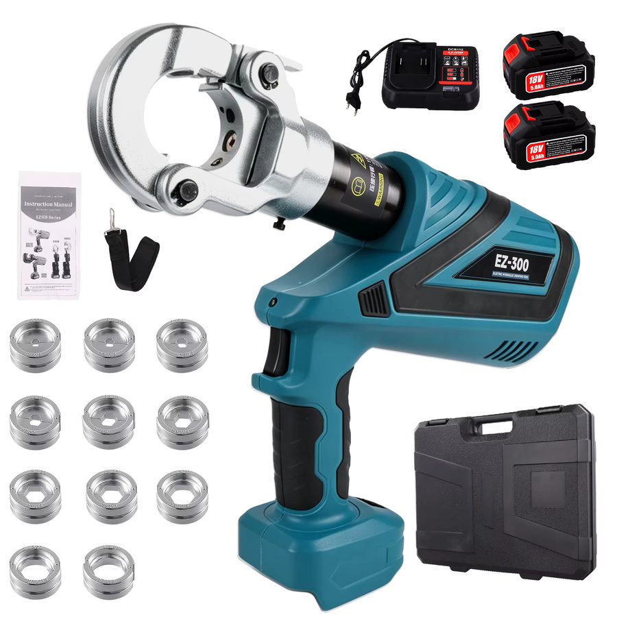 Podofo Elektrische Hydraulische Crimpzange EZ-400 EZ-300 WDS-300 in Blau mit 12 Pressköpfen für Kabel und Fasern 16-400mm² - Bild 7