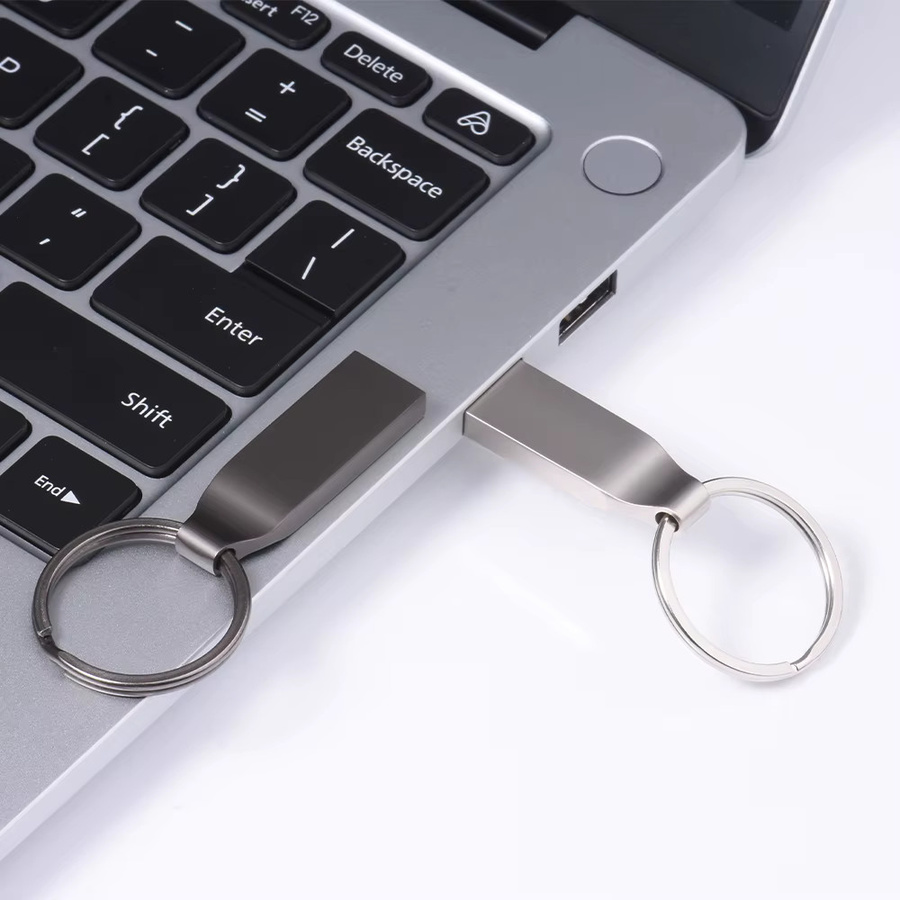 JASTER USB 2.0 Flash-Laufwerk aus Metall in Silber mit Schlüsselring, wasserdichter USB-Stick - Bild 2