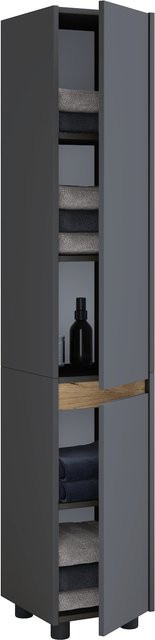 VCM Badezimmerschrank Cosila aus Holz mit zwei Drehtüren und vier Einlegeböden, H x B x T: 165 x 30 x 33 cm - Bild 1
