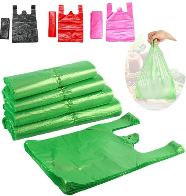 Set aus 100 Plastiktüten für Lebensmittel und Supermarkt-Einkäufe, Mehrfarbig - Bild 1