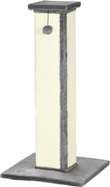 PawHut Kratzstamm mit Spielball in Grau, Sisal-Katzenkratzbaum mit integriertem Spielzeug, Höhe: 81 cm - Bild 1