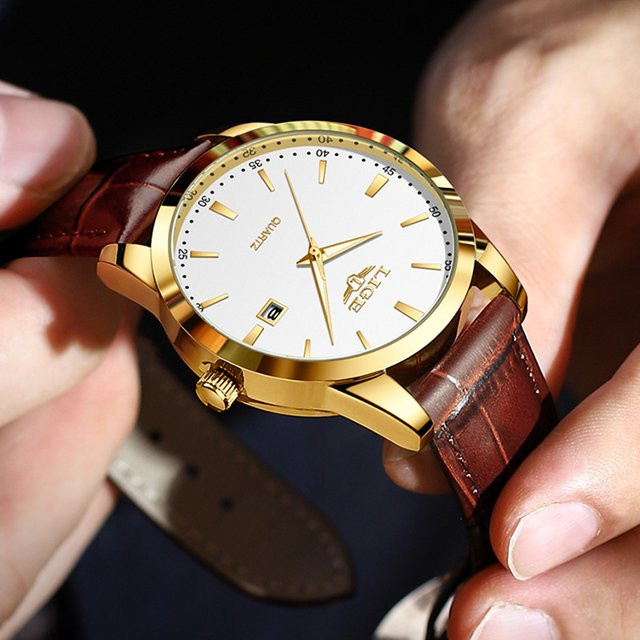 LIGE Armbanduhr Chronograph, Quarz, Leder, Herren - Bild 1