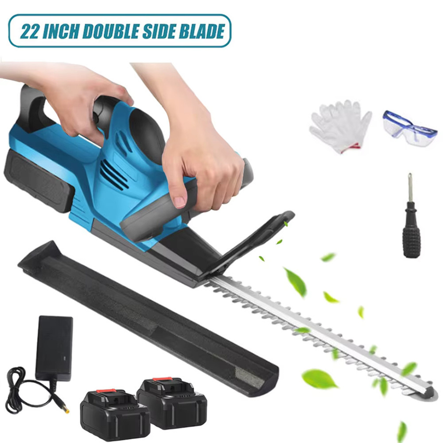GECOFEER GardenTrimmer Akku-Heckenschere 22 Zoll in Schwarz-Blau mit zwei 21V Akkus und 2000 U/min für die effiziente Rasenpflege und das Schneiden von Sträuchern - Bild 6